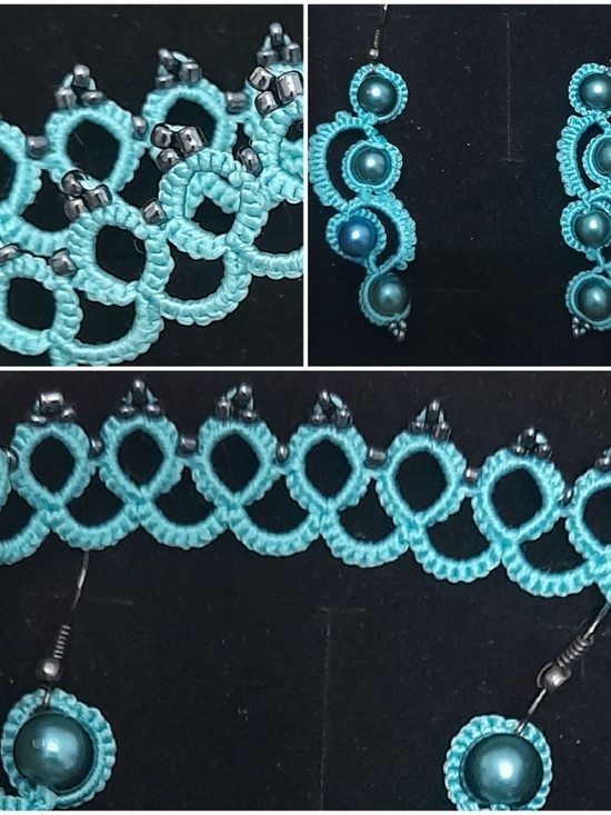 Colorful Handcrafted Lace Anklet Set - Yellow, Teal - Picture 2 of 3